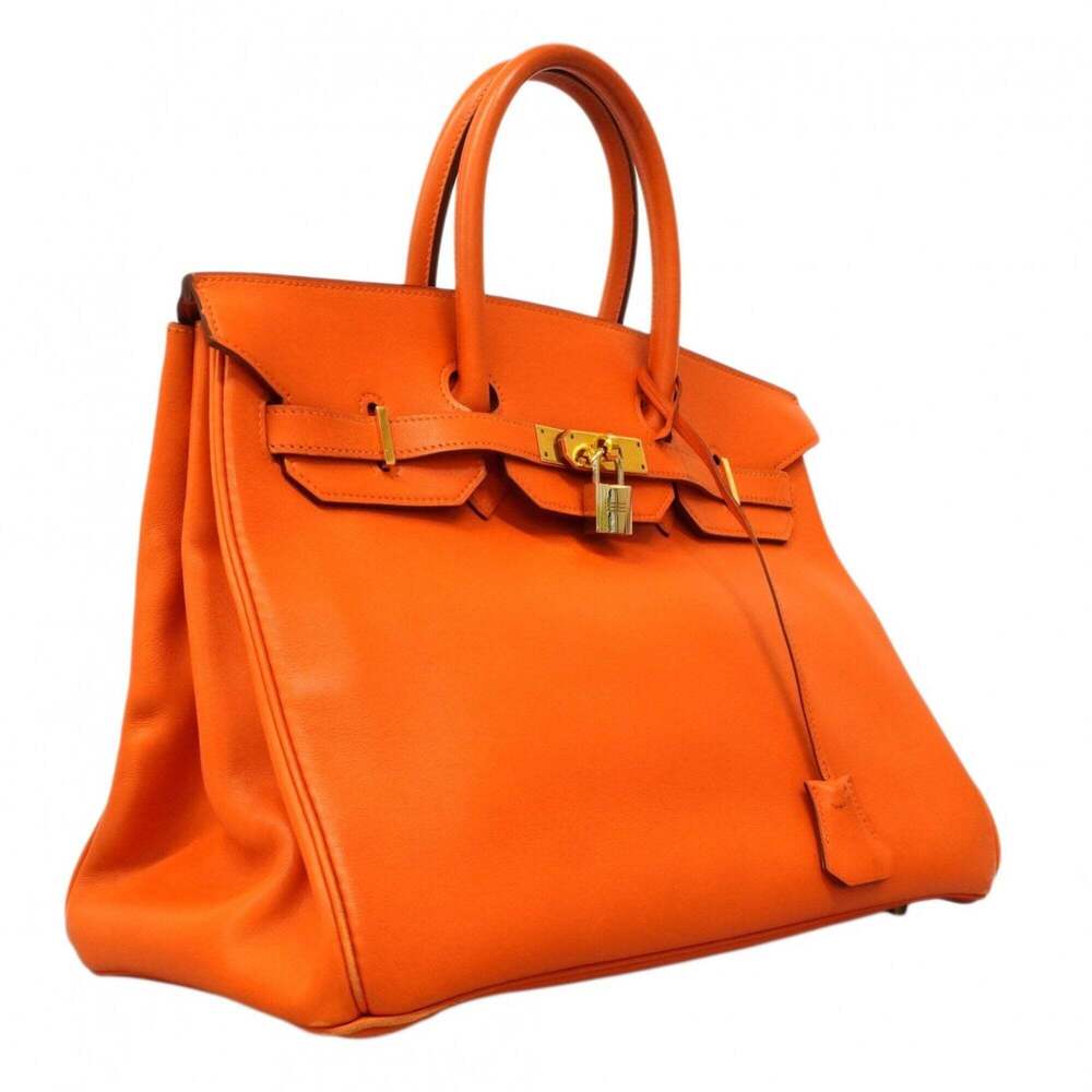 Hermes Birkin 35 Handbag, Veau Gulliver Leather, Orange, □B Stamp, Women's - Picture 2 of 13